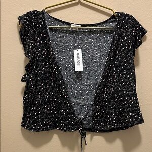 Garage Black and Pink Floral Blouse